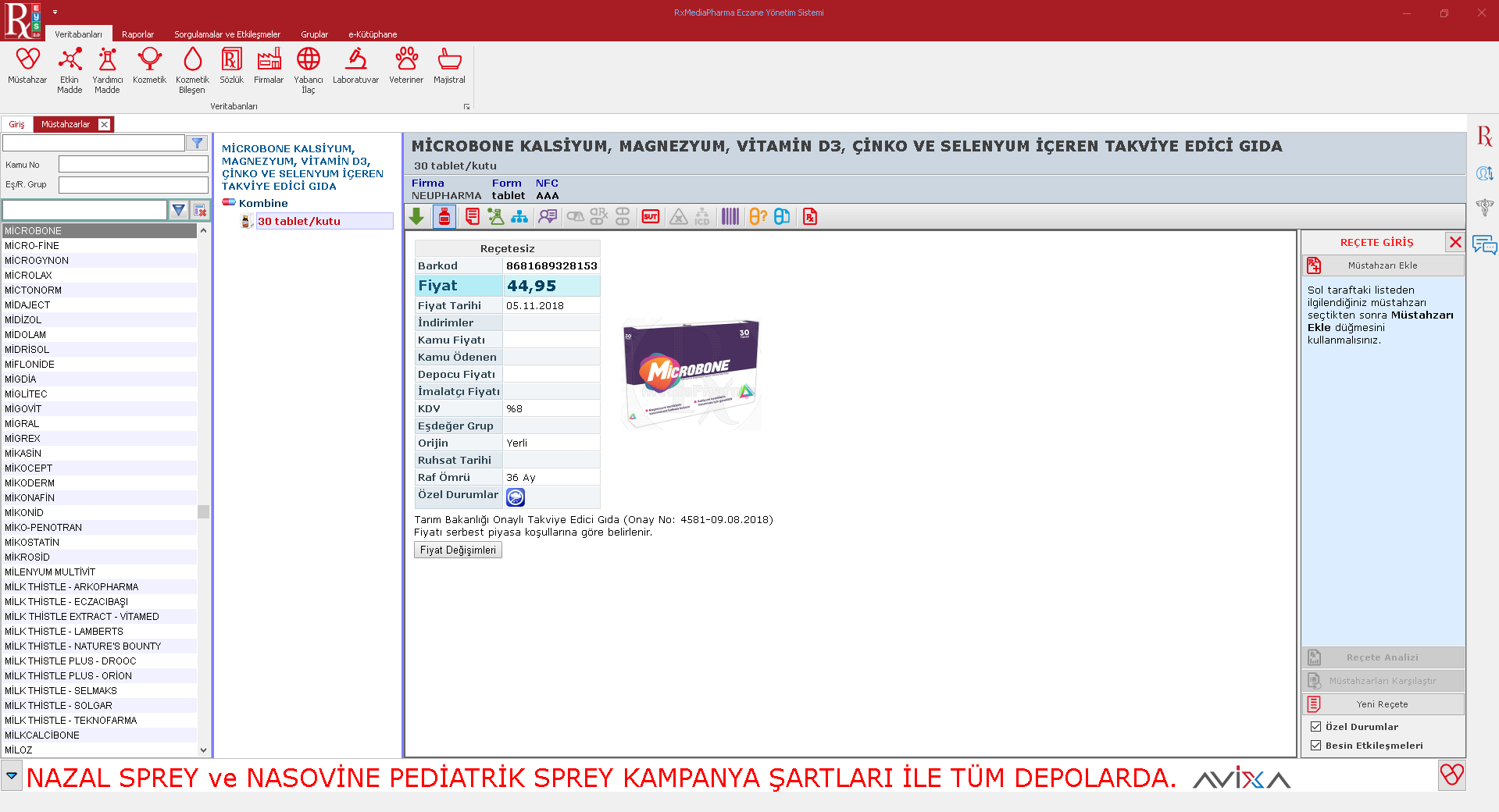 Rxmediapharma Eczane Yönetim Sistemi Rx Ekranı